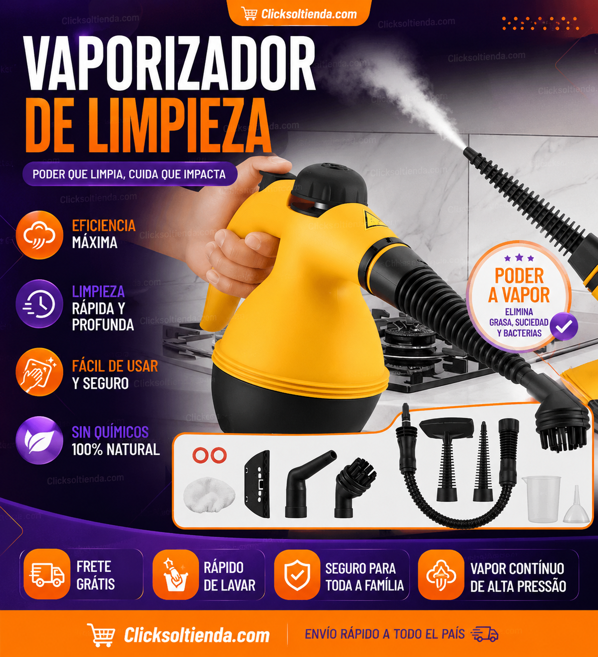 🧼 Limpiador a Vapor Portátil | Máxima Eficiencia