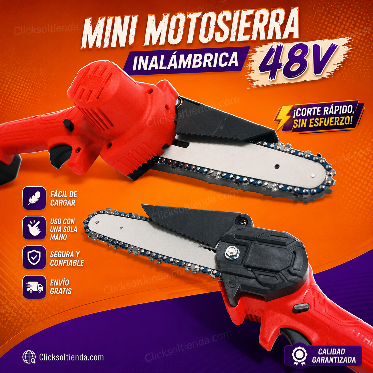 Mini Motosierra Inalámbrica 48V | Corta Ramas en Segundos