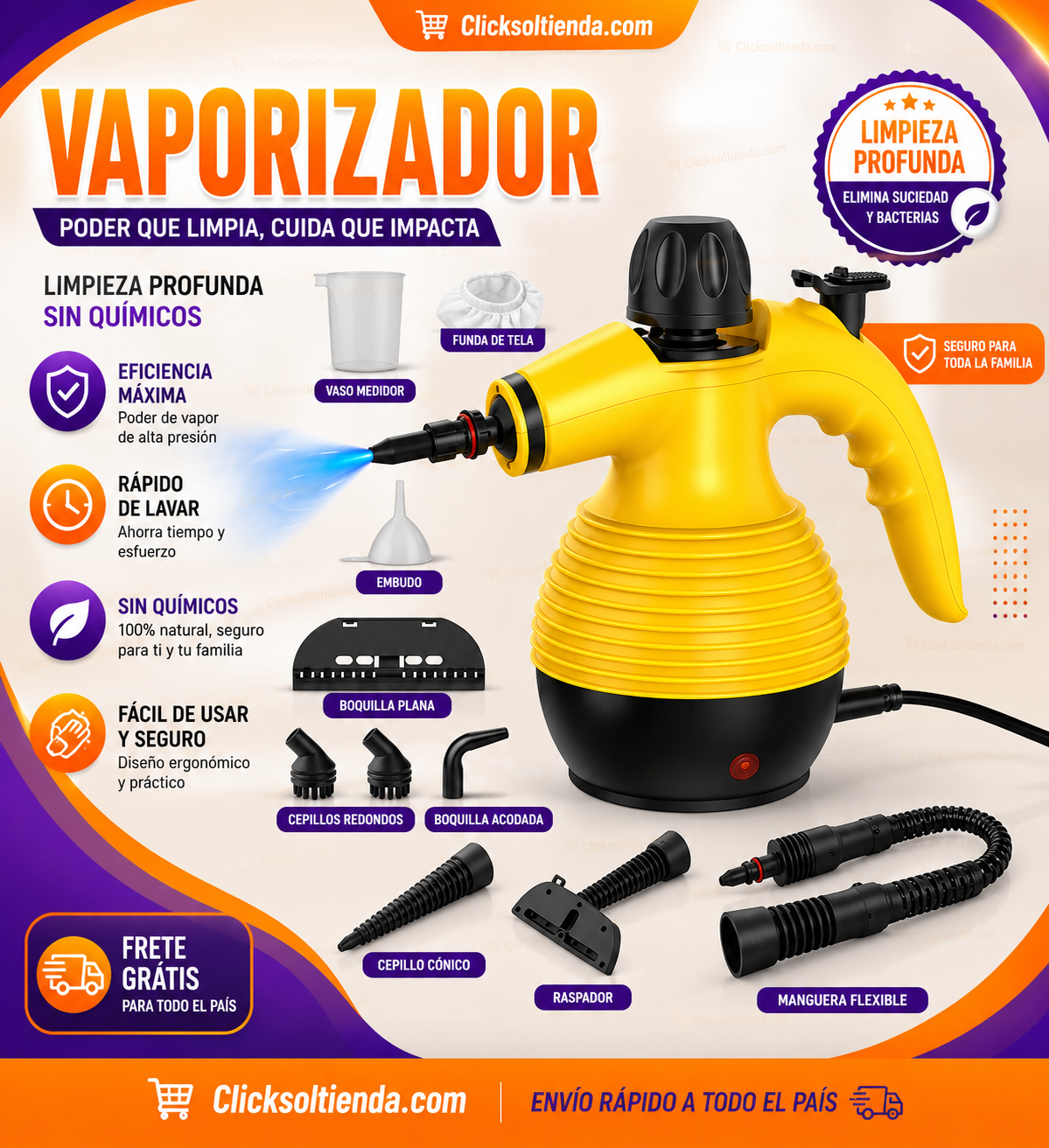🧼 Limpiador a Vapor Portátil | Máxima Eficiencia