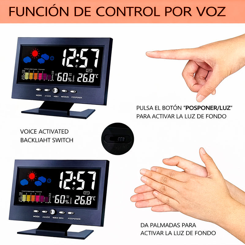 ⏰ Reloj Digital Meteorologico 4 en 1: Hora, Clima, Humedad y Despertador
