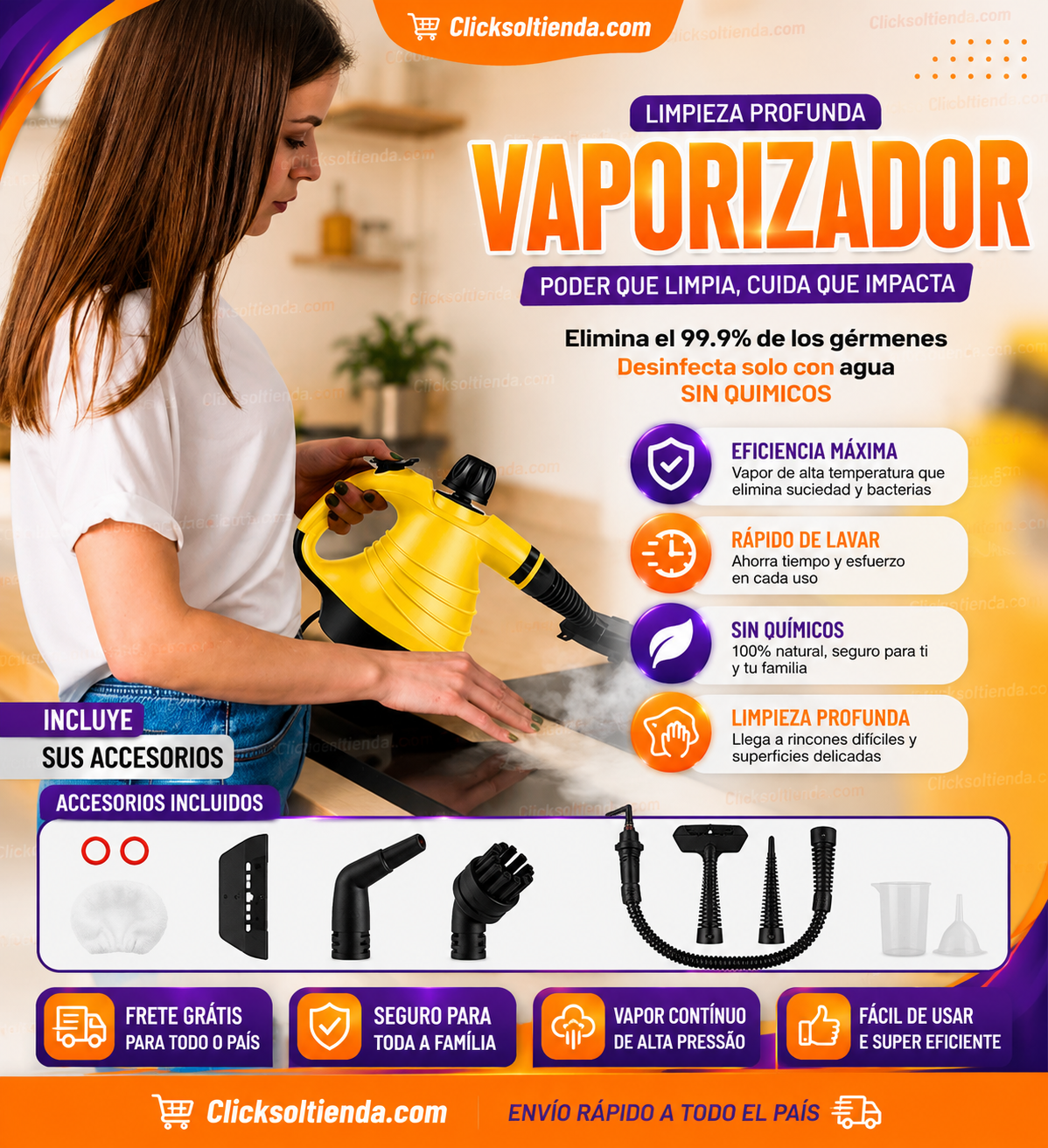 🧼 Limpiador a Vapor Portátil | Máxima Eficiencia