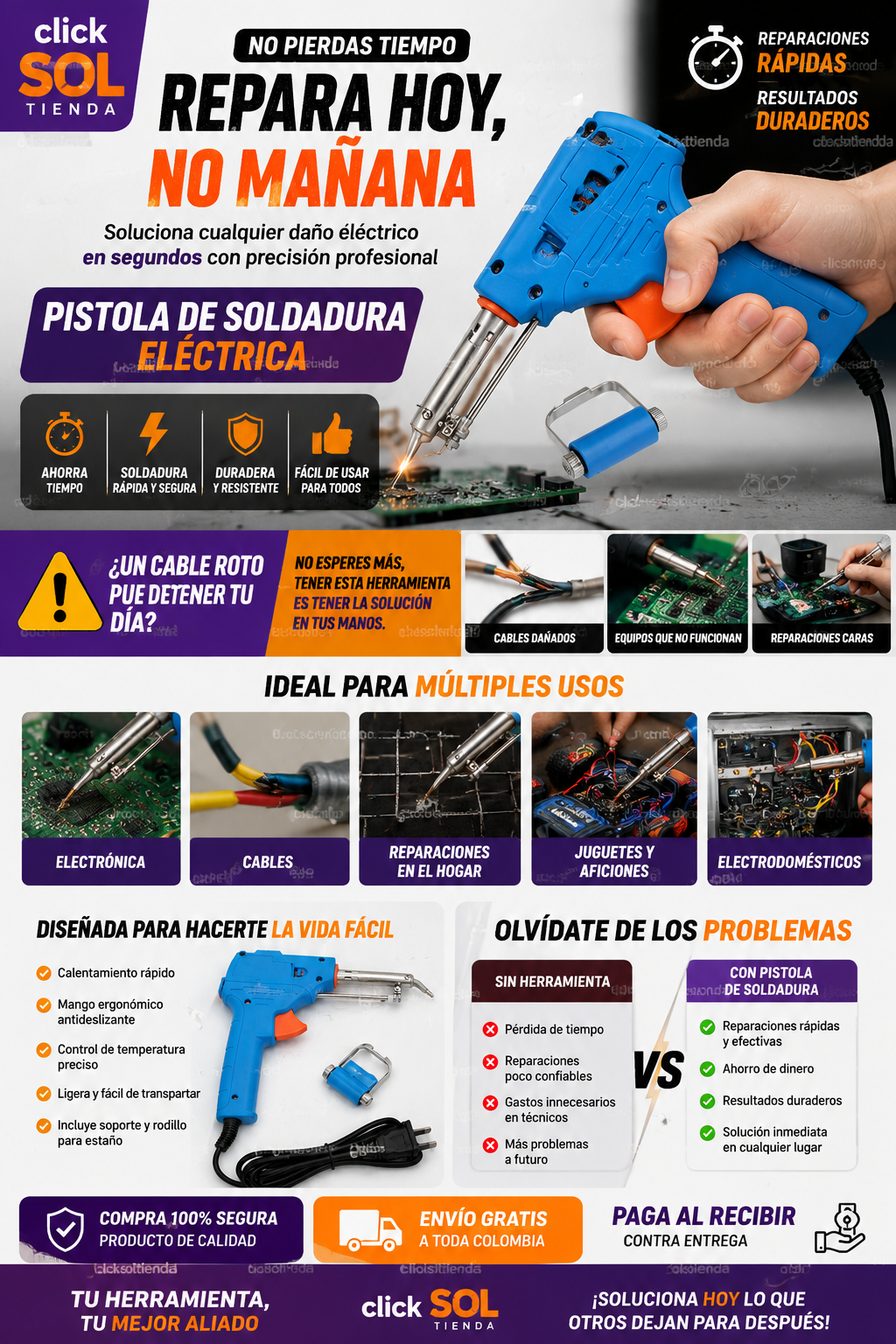 Pistola de Soldadura Eléctrica Profesional 60W – Repara Tus Equipos en Casa