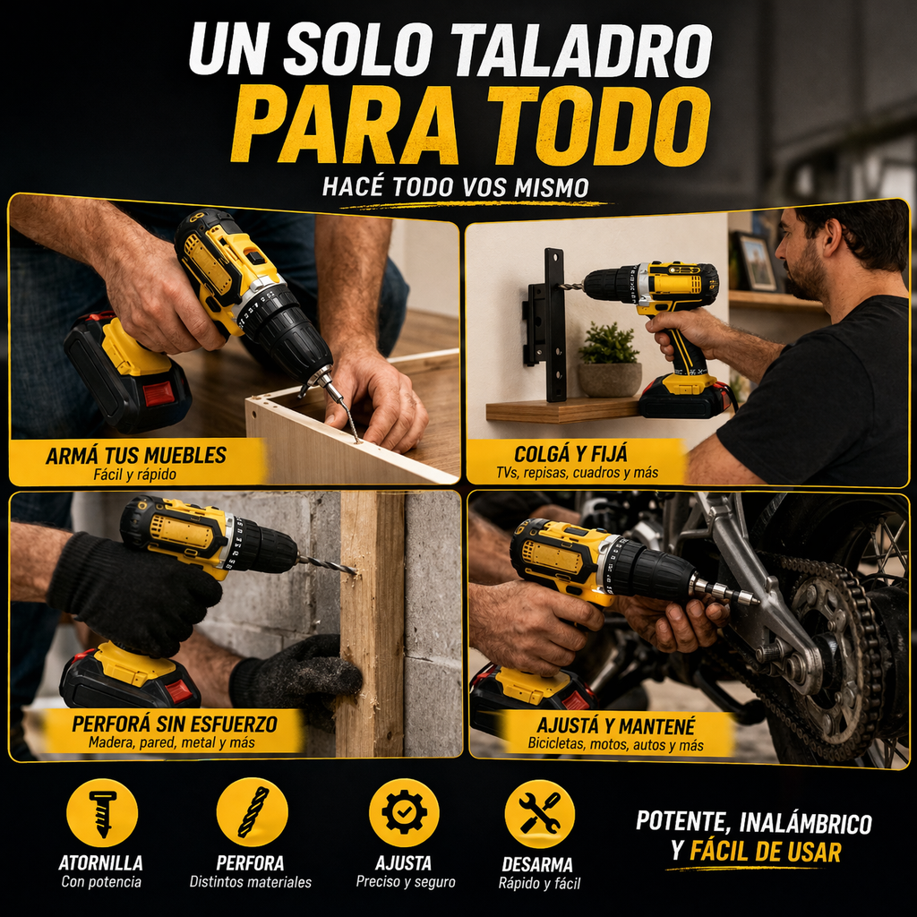 🚨 AGOTÁNDOSE: Taladro Inalámbrico 18V Completo - 2 Baterías + Maletín + Accesorios