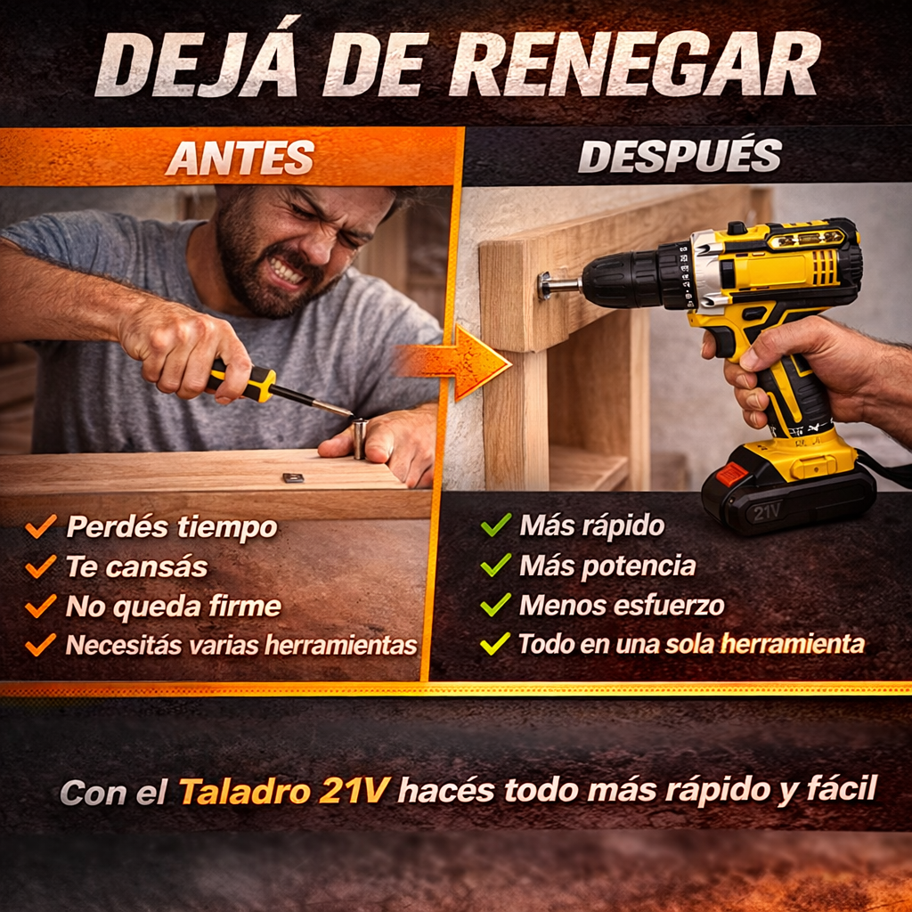 🚨 AGOTÁNDOSE: Taladro Inalámbrico 18V Completo - 2 Baterías + Maletín + Accesorios